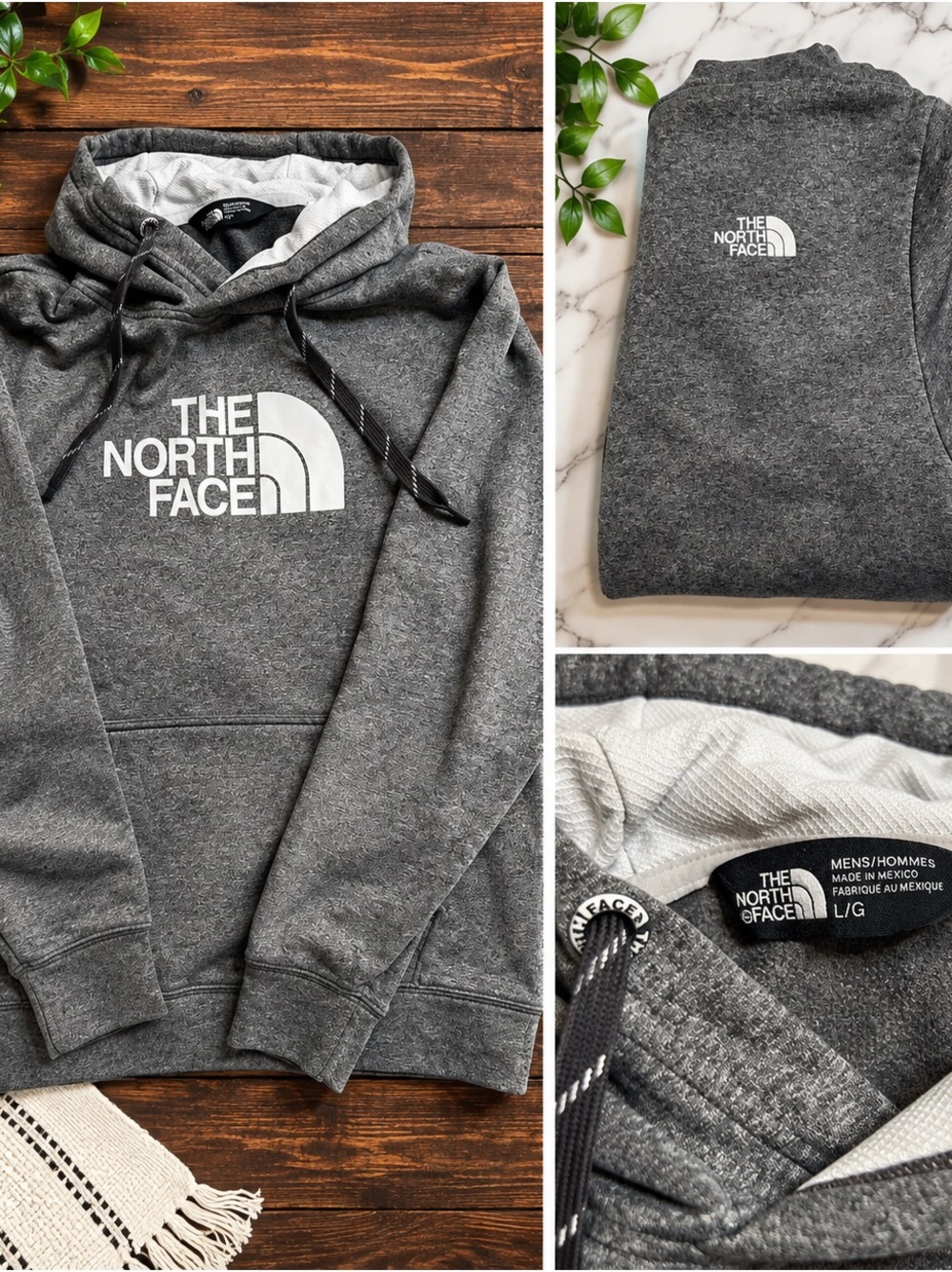 The North Face Charcoal Gray Pullover Hoodie with White Logo
